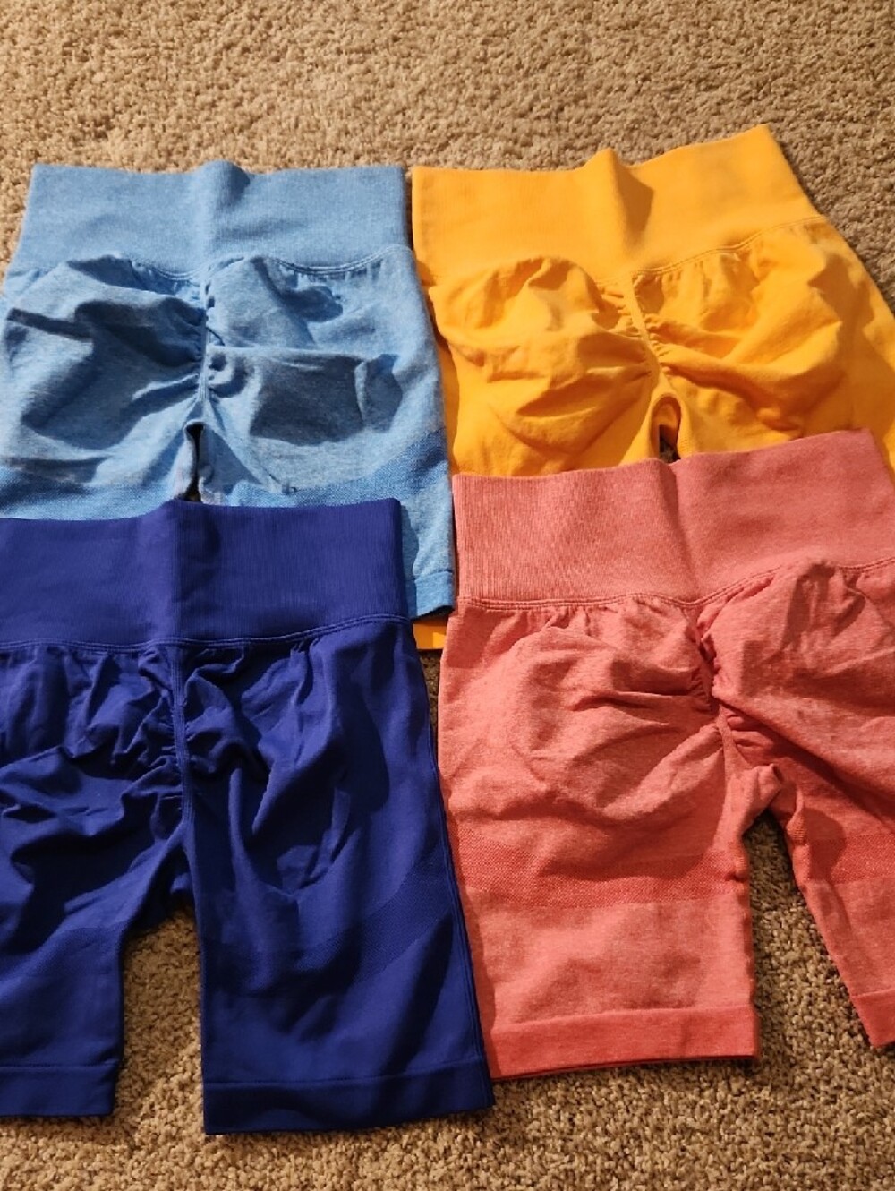 Womens Stretch Bike Shorts - Blue, Yellow, Navy & Coral Set - Picture 3 of 5
